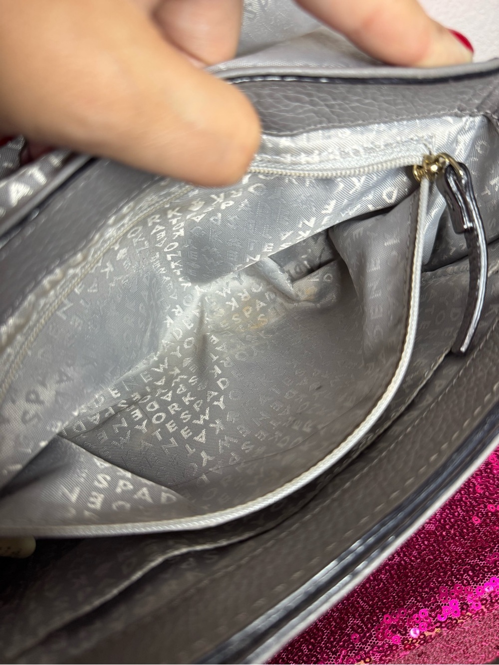 KATE SPADE ♠️ Gray Suede & Leather Crossbody Bag - 6 x 8” inches - Picture 15 of 17